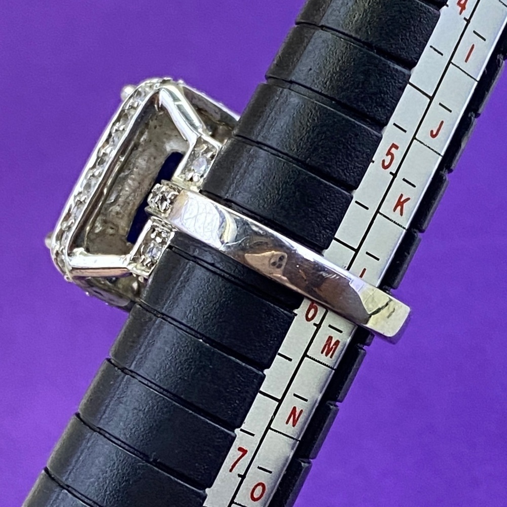 💛 Vintage Sterling Silver Dark Blue & White CZ Cocktail Ring | Bold Statement - Picture 10 of 10
